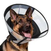 REOMORE soft dog cone collar for large dogs, side view, durable PVC for safer recovery.
