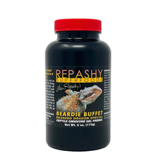 Repashy Beardie Buffet 6oz jar promotes balanced omnivore feeding for bearded dragons.