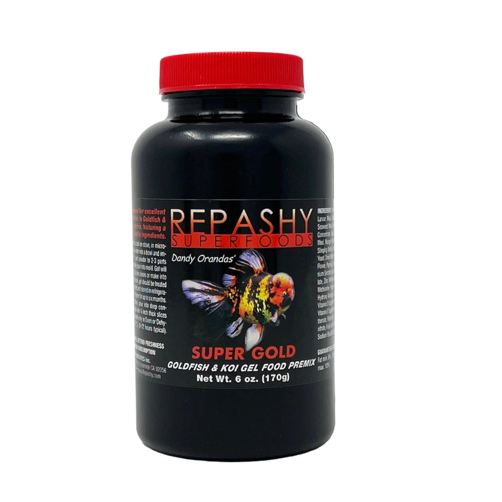 Repashy SuperFoods Super Gold gel food premix for goldfish and koi supports easy feeding and nutrition.