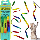 Repounce rainbow ribbon set for cat wand, ideal for active indoor play