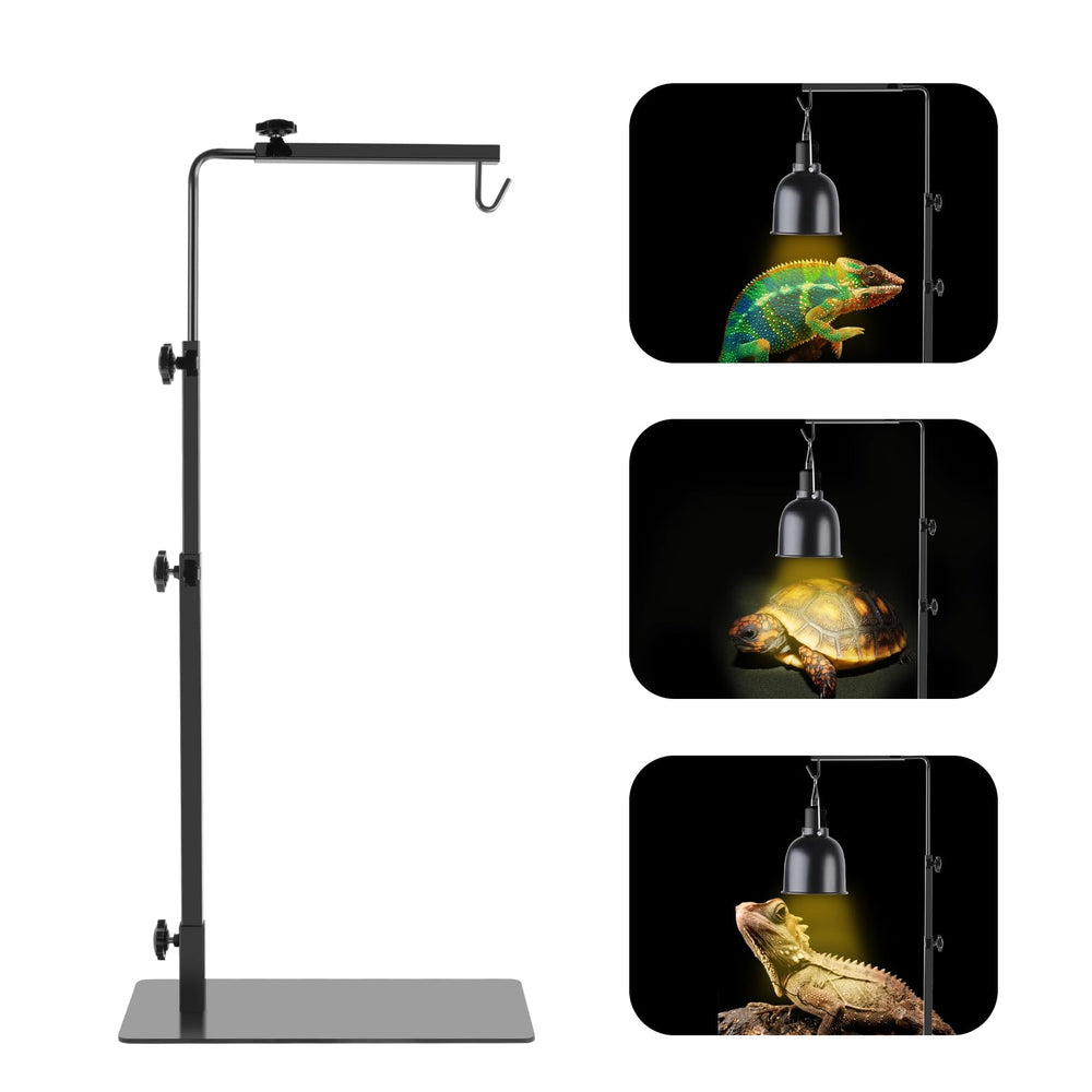 REPTI HOME reptile lamp stand assembly shows quick, tool-free setup