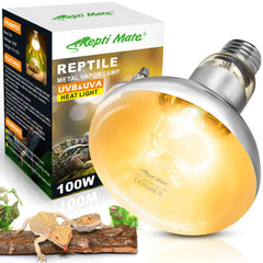 REPTI MATE 100W heat lamp bulb providing UVB for reptiles