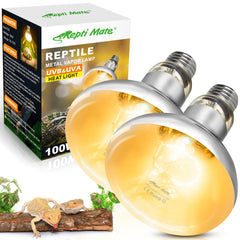 REPTI MATE 2-pack 100W bulbs for basking warmth and UVB exposure for reptiles