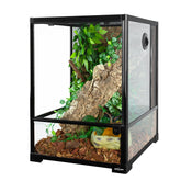 REPTI ZOO 30-gallon glass terrarium front view supports easy feeding and observation.