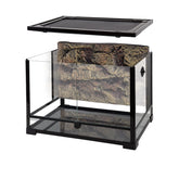 REPTI ZOO 34-gallon glass terrarium front view shows ample space.