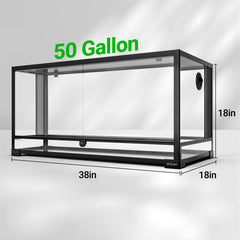 REPTI ZOO 50 gallon terrarium side glass panel provides visibility