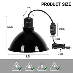 REPTI ZOO aluminum reflector concentrates UVB and UVA for focused lighting.