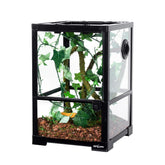 REPTI ZOO Amphibian Habitat 10gal full-view glass for easy viewing.