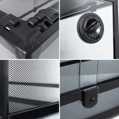 REPTI ZOO terrarium top vents and ports for wiring management.