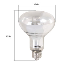 REPTI ZOO UVB 100W basking spotlight close-up highlighting UVB output.