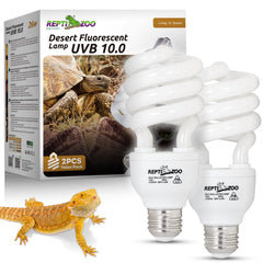 REPTI ZOO UVB light bulb, desert reptile 2-pack setup for steady basking.