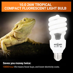 Tortoises, lizards, and snakes benefit from tropical spectrum with these lamps.