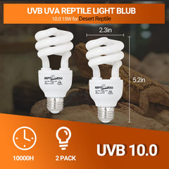 REPTI ZOO UVB light installation shown with a standard E26 fixture for easy setup.