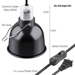 ReptiKing On/off switch with long 6 ft cord for easy control.