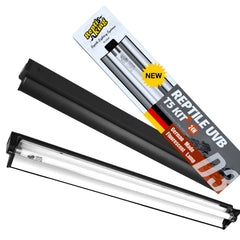 ReptiKing Upgraded T5 UVB lamp enhances desert reptile basking UVB exposure.