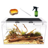 Reptile Growth terrarium front view showing accessible habitats.