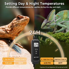 REPTITRIP 8.5-inch thermostat display shows temp and power at a glance