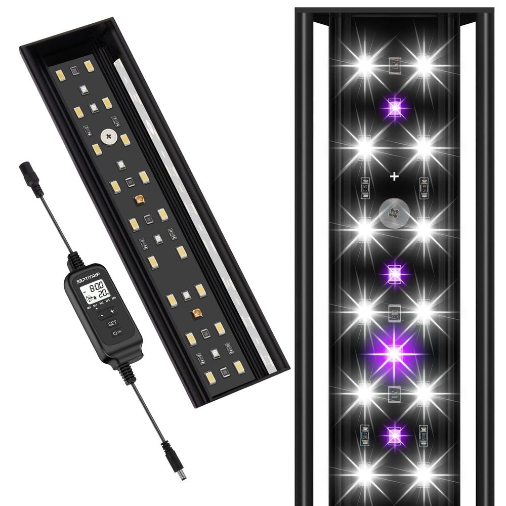 REPTITRIP 8-Inch LED UVB light front view for bearded dragons with aluminum fixture for UV exposure