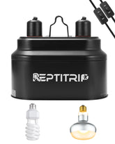 REPTITRIP dual reptile light fixture front view with two independent switches for heat and UVB control