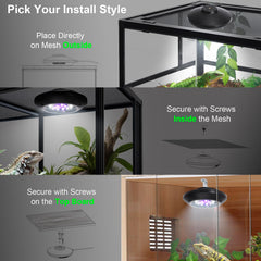 REPTITRIP LED UVB light showing adjustable brightness for reptile activity and rest.