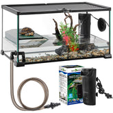 REPTIZOO glass turtle tank 10-gallon front view for clear observation.