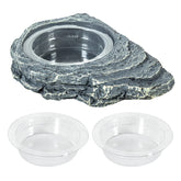 REPTIZOO magnetic feeder ledge with three cups for convenient reptile meals.