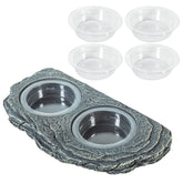 REPTIZOO magnetic feeder ledge with double bowls for secure reptile feeding
