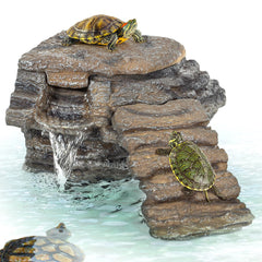 REPTI ZOO turtle-filter with rocky exterior adds natural decor while keeping water clear.