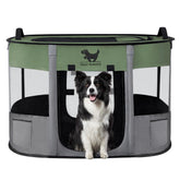 Rest-Eazzzy dog playpen outdoors setup showing portability for camping
