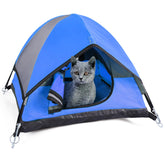 RESTCLOUD Cat Tent blue front view for cozy indoor shelter