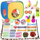 Retro Shaw rainbow cat tunnel for indoor play and exploration.