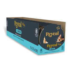 Reveal sardine with mackerel in broth cups offer real protein for picky cats.