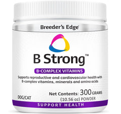 Revival Breeder's Edge B Strong powder tub for dogs and cats highlighting energy support.
