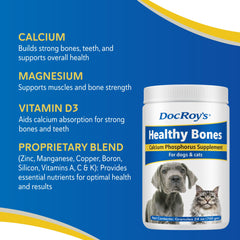 Doc Roy's Healthy Bones granules being scooped for pet meals.