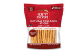 Rewardables Beef Flavor Collagen Chews bottle shows real beef coating for a tasty reward and potential joint support.