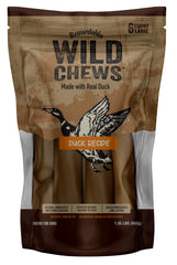 Rewardables Wild Chews duck recipe for large dogs, real meat flavor as a tasty reward.