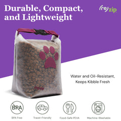 (re)zip bag compresses flat when empty for compact RV and car storage.