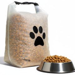 rezip large roll-top bag with airtight closure keeps kibble fresh during travels.