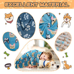 Rezutan dog blanket navy paw print features durable color that holds up after washing.