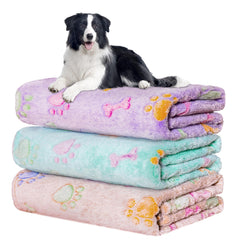 Rezutan dog blanket paw print purple shows plush softness for cozy naps.