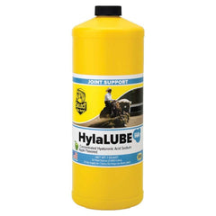 Richdel HylaLube bottle pouring apple-flavored joint support for dogs and horses