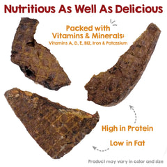 Riley's Dehydrated Beef Lung Treats training reward image emphasizing easy breakability for rewards.