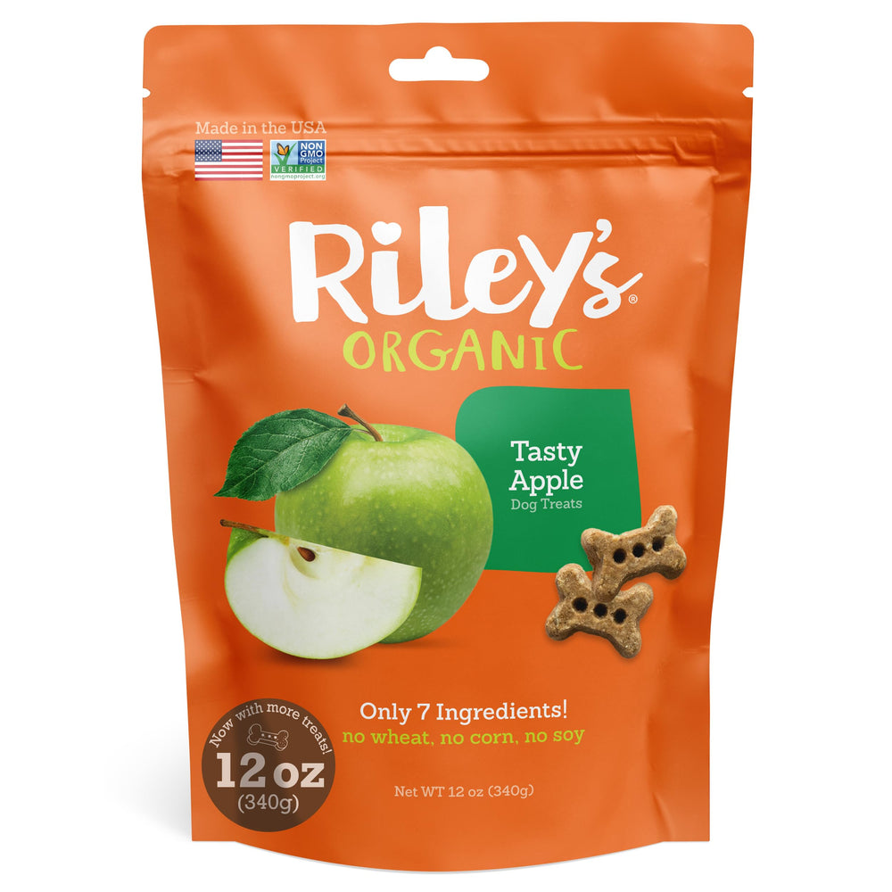 Riley's dog biscuits apple 12oz package for training rewards