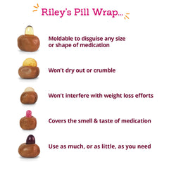 Riley's Pill Wrap pumpkin-peanut butter flavor displayed with pills