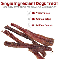 Riley's steer bully stick close-up, 100% beef pizzle single-ingredient