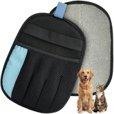 Rivalran pet hair remover glove on fabric capturing fur quickly for clean upholstery