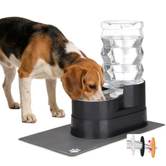 RIZZARI automatic dog water dispenser in black stainless steel with 7L capacity for steady hydration
