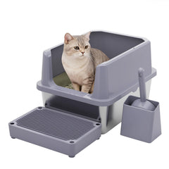 RIZZARI pink open-top litter box for easy access, quick scooping, and cleaner corners.