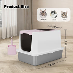 RIZZARI enclosed litter box anti-leak design minimizes spills and keeps floors clean.