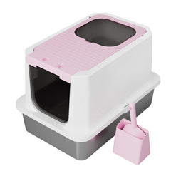 RIZZARI enclosed cat litter box with top exit for privacy and easy entry.